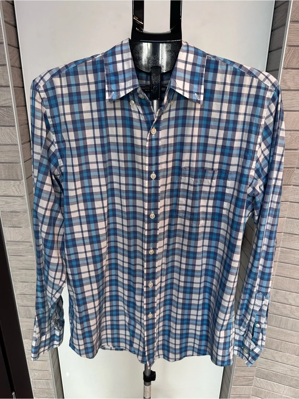 J. Crew Light Weight Blue and White Plaid Button-Down Shirt